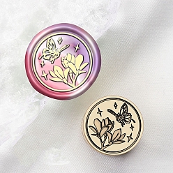 Цветок Сургучная печать латунная головка штампа, для сургучной печати, цветок, 15x15 мм, отверстие : 7 мм