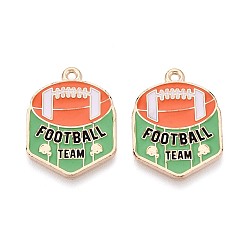 Темный Морско-зеленый Подвески из эмали и сплава, регби прелести, золотые, темно-зеленый, 25x18.5x1 мм, отверстие : 1.6 мм