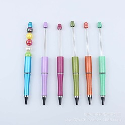 Mixed Color Plastic Beadable Pens, Shaft Black Ink Ballpoint Pen, for DIY Pen Decoration, Mixed Color, 144x12mm, The Middle Pole: 2mm