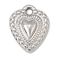 Stainless Steel Color 304 Stainless Steel Pendants, Embossed Heart Charms, Stainless Steel Color, 20x15.5x3.5mm, Hole: 2.5mm