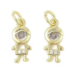 Золотой Латунные микро проложить кубического циркония подвески, человеческая форма, без свинца и без кадмия, долговечный, с целью перехода в кольце, золотые, 14.5x6.5x2.5 мм, отверстие : 3.5 мм