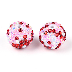 Бледно-Розовый Круглые бусины из смолы со стразами на тему дня святого валентина, для самодельных ручек-бусин, брелки и ювелирные изделия ручной работы, с акриловыми шариками внутри, розовый жемчуг, 19.5~20x18~19 мм, отверстие : 2.8 мм