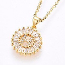 Letter H Подвеска-колье с инициалом из латуни, украшенная микропаве из кубического циркония., с 304 цепи из нержавеющей стали, плоские круглые с буквы, золотые, letter.h, 17.71 дюйм (45 см), Кулон : 22x16x3 мм