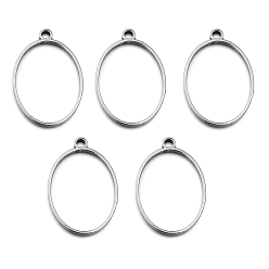 Oval Не тускнеющие 10шт. подвески из нержавеющей стали, открытая задняя панель, цвет нержавеющей стали, овальные, 30x20 мм