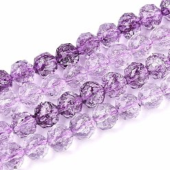 Темная Орхидея Хрустящие прозрачные стеклянные бусины нити, круглые, граненые, темные орхидеи, 7.5~8 мм, отверстие : 1~1.2 мм, около 52~53 шт / нитка, 14.76~15.35 дюйм (37.5~39 см)