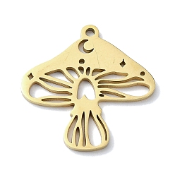 Золотой 304 подвески из нержавеющей стали, лазерная резка, грибное очарование, золотые, 20x19.5x1 мм, отверстие : 1.2 мм