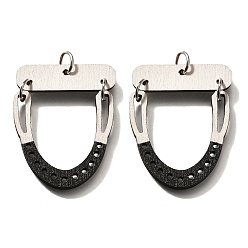 Кокосово-Коричневый Подвески из тополя, U-образный, с целью перехода в кольце, кокосового коричневый, 39.5x29.5x2.5 мм, отверстие : 5.5 мм