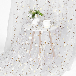 Белый Вышитые сетчатые ткани из полиэстера, цветочным узором, белые, 1500x0.1 мм, 5 ярдов/шт.