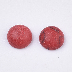 Красный Окрашенные синтетические бирюзовые кабошоны с плоской спинкой и куполом, полукруглый, красные, 4x2 мм