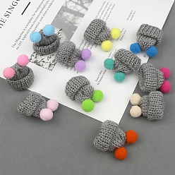 Темно-Серый Мини-домашняя шапка из шерстяной пряжи, DIY ювелирные серьги аксессуары для волос куклы ремесленные принадлежности, темно-серый, 43x35 мм