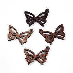 Сиена Полые подвески из орехового дерева, бабочки прелести, неокрашенными, цвет охры, 32.5x28.5x2.5 мм, отверстие : 1.6 мм