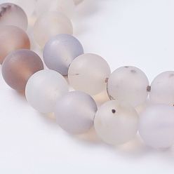 Natural Agate Natural Agate Beads Strands, Frosted, Round, 8mm, Hole: 1mm, about 47pcs/strand, 15.1 inch