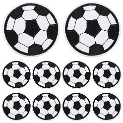 Negro 10Parches de poliéster bordados computarizados para planchar o coser, apliques, fútbol, negro, 62x1.5 mm