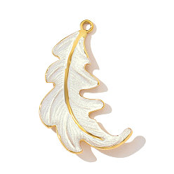 (404) Непрозрачное AB Кислое яблоко 304 нержавеющей стальной эмали подвески, прелести из перьев, ионное покрытие (ip), реальный 18 k позолоченный, цветочный белый, 38x25 мм