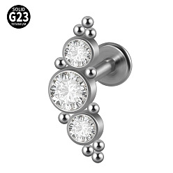 Рог G23 титановые безрезьбовые лабреты, со стразами для женщин, цвет нержавеющей стали, рог, 6 мм