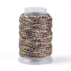 Разноцветный 22м радужной макраме-шнурки, круглая плетеная веревка, для настенного крепления, ремесла, Подарочная упаковка, красочный, 1.5 мм, около 24.06 ярдов (22 м) / рулон