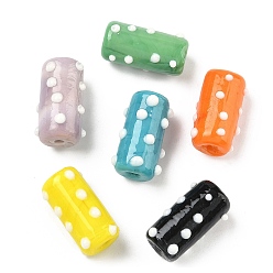 (52) Непрозрачная лаванда Ручной работы Lampwork неровный бисер, столбец в горошек, разноцветные, 20x11x11~12 мм, отверстие : 1.8 мм