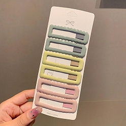 (52) Непрозрачная лаванда Сплав эмали зажимы для волос, прямоугольные, разноцветные, 69 мм, 6 шт / комплект