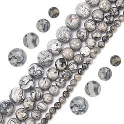 Камень Карты 4 нити 4 стили натуральный камень карта/камень пикассо/яшма пикассо бусины нити, круглые, 4~10 мм, отверстие : 1 мм, о 1 прядь/стиль