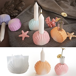 White DIY Candle Silicone Molds, for Candle Making, Shell Shape, White, 5x7.1x5.75cm