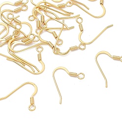 Real 18K Gold Plated SHEGRACE Brass Earring Hooks, with Loop, Ear Wires, Cadmium Free & Nickel Free & Lead Free, Long-Lasting Plated, Flat Ear Wire, Real 18K Gold Plated, 15~15.5x2mm, Hole: 2mm, Pin: 0.8mm