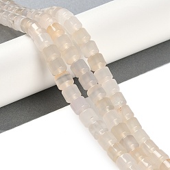 Натуральный Агат Натуральный белый агат бисер нитей, колонка, 10x10 мм, отверстие : 1.4 мм, около 40 шт / нитка, 15.47 дюйм (39.3 см)