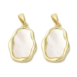 Самородки Подвески из латунных ракушек, геометрические прелести, реальный 18 k позолоченный, самородки, 20.5x13.5x2.5 мм, отверстие : 3x5 мм