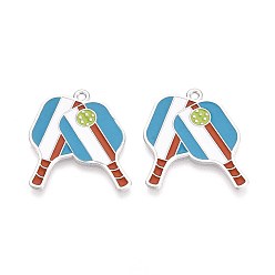 Платина Спортивные подвески из эмалевого сплава, талисманы для пиклбола, платина, 28x25x1 мм, отверстие : 1.6~1.8 мм