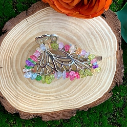 Разноцветный Сплав клипы коготь волос, с натуральным кварцем, бабочка, аксессуары для волос для женщин и девочек, красочный, 80x50x20 мм