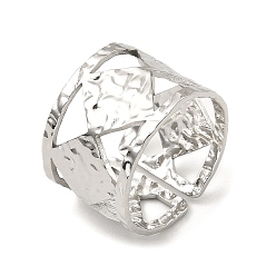 Нержавеющая Сталь Цвет Не тускнеет 304 открытые манжетные кольца из нержавеющей стали, ромб, цвет нержавеющей стали, размер США 6 3/4 (17.1 мм)