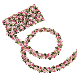 Малиновый 3d отделка из полиэстерового кружева с вышивкой цветов, обрезка цветов, аксессуары для одежды, малиновый, 3/4 дюйм (20 мм)