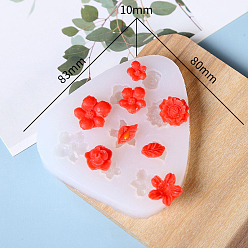 Flower DIY Silicone Molds, Fondant Molds, Resin Casting Molds, for Chocolate, Candy, UV Resin & Epoxy Resin Craft Making, White, Flower, 83x80x10mm