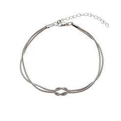 Couleur Acier Inoxydable 304 Bracelet en acier inoxydable à mailles nouées, fait main, pour couples, sans ternissement, couleur inox, 2 pouce (6.30 cm)
