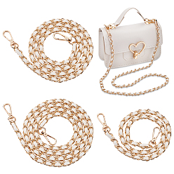 Белый 3шт 3 стильные ручки для сумок из искусственной кожи, с железной цепочкой и застежкой, для замены ремней для мешков, белые, 61~120x0.8 см, 1 шт / стиль