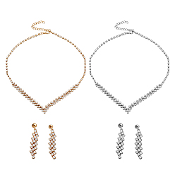 (52) Непрозрачная лаванда 2 комплекты 2 цветные комплекты украшений из железа. комплекты из ожерелий и сережек-гвоздиков со стразами, разноцветные, 415 мм