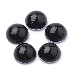 Черный Экологически чистые пластиковые кабошоны с имитацией жемчуга, высокий блеск, класс А, полукруглый, чёрные, 6x3 мм