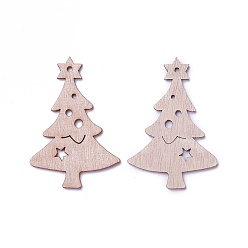 BurlyWood Undyed Wood Pendants, Christmas Tree, BurlyWood, 68.5x47x2.5mm, Hole: 2.5mm