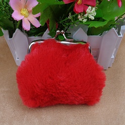 Красный Трапециевидная плюшевая тканевая кукольная сумочка, с железным каркасом кошелька, принадлежности для американских кукол, красные, 70x90 мм