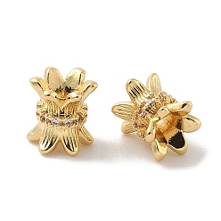 Настоящее золото 18K Шапочки и конусы для бусин, латунные, двойной цветок, реальный 18 k позолоченный, 8x7 мм, отверстие : 2.5 мм