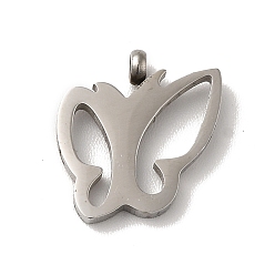 Edelstahl Farbe Anlaufgeschützt 304 Charms aus Edelstahl, Schmetterlings-Charme, Edelstahl Farbe, 13x12.5x3 mm, Bohrung: 2 mm