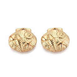 Настоящее золото 18K 304 Ракушка из нержавеющей стали с подвесками в виде морских звезд и раковин, ионное покрытие (ip), реальный 18 k позолоченный, 19x20x5 мм, отверстие : 1.2 мм