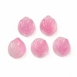 Pink Two Tone Transparent Spray Painted Glass Beads, Rabbit, Pink, 14x12x8mm, Hole: 1.4mm