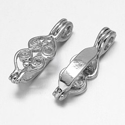 Platinum Filigree Rack Plating Brass Donut Bails, Donuthalter, Fit For Pi Disc Pendants Jewelry Making, Platinum, 20x7x6mm, Hole: 2mm and 10x3mm
