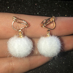 Белый Клипсы из полиэфирного сплава, круглые, золотые, белые, 28x15 мм