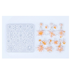 Белый Дым Серия снежинок diy силиконовые украшения подвесные формы, для уф-смолы, изготовление изделий из эпоксидной смолы, серый, 95x95x4 мм, отверстие : 1~1.8 мм, внутренний диаметр: 14~36x9~29 мм
