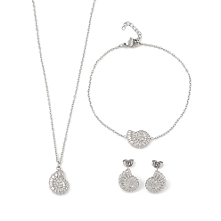 Нержавеющая Сталь Цвет Форма раковины 304 ожерелья с подвесками из нержавеющей стали, браслеты и серьги-гвоздики для женщин, цвет нержавеющей стали, 7.68 дюйм (195 мм)