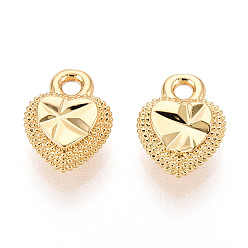 Сердце Латунь прелести, долговечный, без никеля , реальный 18 k позолоченный, сердце, 9.5x7.5x3.5 мм, отверстие : 1.4 мм