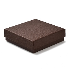 Кокосово-Коричневый Квадратная картонная коробка для ожерелья, футляр для хранения украшений с бархатной губкой внутри, для ожерелья, кокосового коричневый, 8.8x8.8x2.65 см