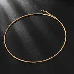 Chapado en Oro Real 18K Collares de cadena de eslabones de latón para mujer, real 18 k chapado en oro, 17.72 pulgada (45 cm)