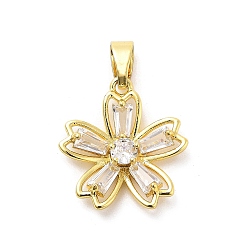 Настоящее золото 18K Стойка металлическая латунная микропрофилированная кубическая циркония подвески, без свинца и без кадмия, долговечный, цветок, реальный 18 k позолоченный, 20.5x19x3.5 мм, отверстие : 6x3.5 мм